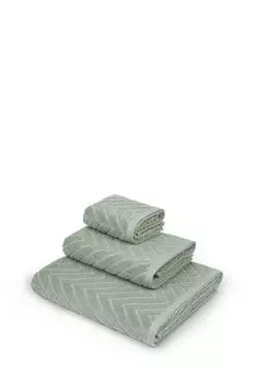 Хлопковое махровое полотенце с жаккардовым узором Zig Zag Green COINCASA