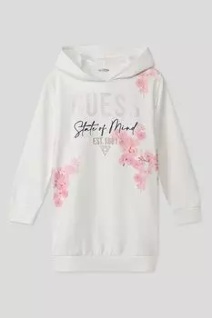 Хлопковое платье-худи с принтом Guess