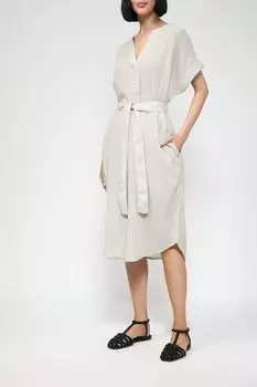 Хлопковое платье-рубашка с поясом Esprit Casual