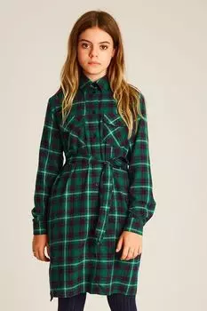 Хлопковое платье-рубашка в клетку SMENA