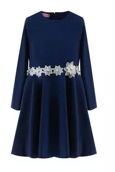 Хлопковое платье с цветочной отделкой на талии EVIKA KIDS