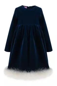Хлопковое платье с меховой отделкой на подоле EVIKA KIDS