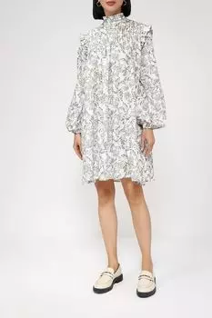 Хлопковое платье с пышными рукавами и рюшами BELUCCI