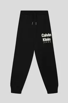 Хлопковые брюки с логотипом бренда Calvin Klein Jeans