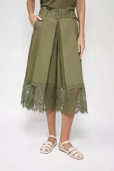 Хлопковые брюки-юбка с кружевной отделкой TWINSET