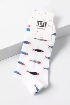 Хлопковые носки укороченные с принтом Loft