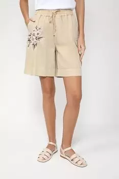 Хлопковые шорты на кулиске с принтом TWINSET