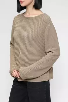 Хлопковый джемпер с О-вырезом в рубчик Marc O'Polo