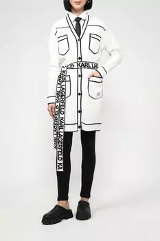 Хлопковый кардиган с поясом c логотипом Karl Lagerfeld