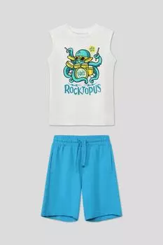 Хлопковый комплект из футболки и шорт с принтом OVS