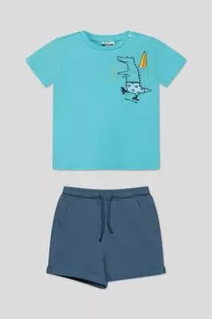 Хлопковый комплект из футболки и шорт с принтом Fagottino
