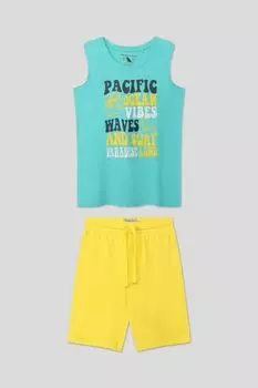 Хлопковый комплект из футболки и шорт с принтом OVS