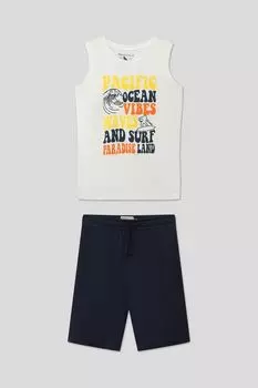 Хлопковый комплект из футболки и шорт с принтом OVS