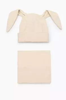 Хлопковый комплект из шапки с ушками и шарфа Hatparad