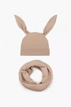 Хлопковый комплект из шапки с ушками и шарфа Hatparad