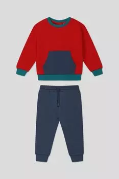 Хлопковый комплект из свитшота и брюк с принтом Fagottino