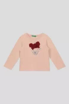 Хлопковый лонгслив с декором Benetton