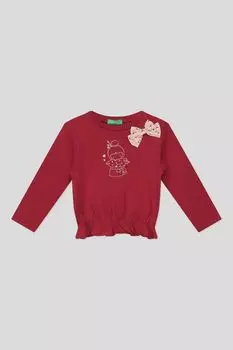 Хлопковый лонгслив с декором Benetton