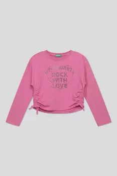 Хлопковый лонгслив с декором из страз Benetton