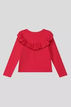 Хлопковый лонгслив с оборкой на груди OVS