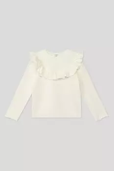 Хлопковый лонгслив с оборкой на груди OVS