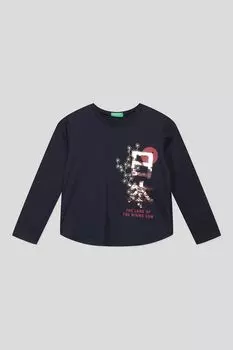 Хлопковый лонгслив с пайетками Benetton