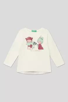 Хлопковый лонгслив с принтом Benetton