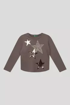 Хлопковый лонгслив с принтом Benetton