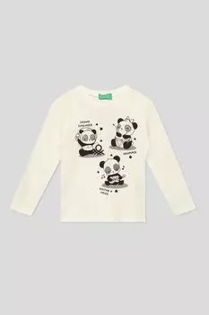 Хлопковый лонгслив с принтом Benetton