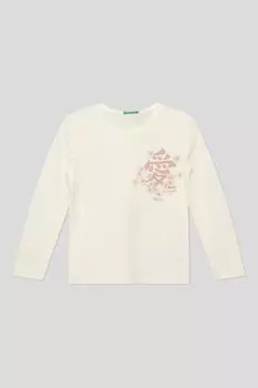 Хлопковый лонгслив с принтом Benetton