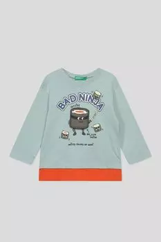Хлопковый лонгслив с принтом Benetton