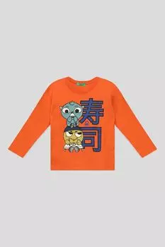 Хлопковый лонгслив с принтом Benetton