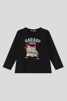 Хлопковый лонгслив с принтом Benetton