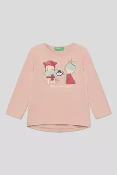 Хлопковый лонгслив с принтом Benetton