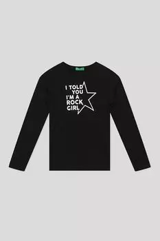 Хлопковый лонгслив с принтом Benetton