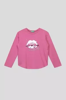 Хлопковый лонгслив с принтом Benetton