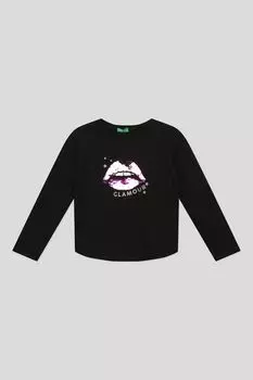 Хлопковый лонгслив с принтом Benetton