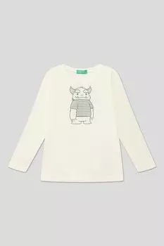Хлопковый лонгслив с принтом Benetton