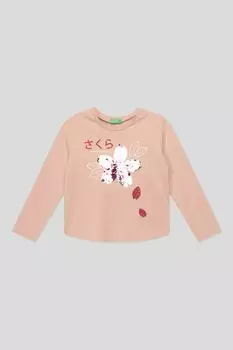 Хлопковый лонгслив с принтом Benetton