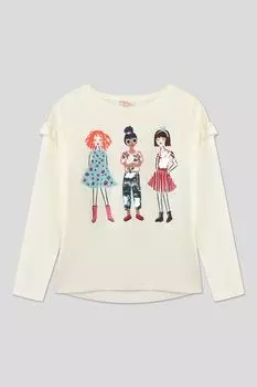 Хлопковый лонгслив с принтом DPAM