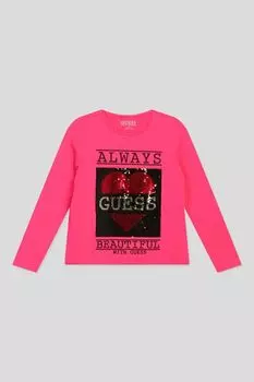 Хлопковый лонгслив с принтом Guess