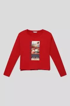 Хлопковый лонгслив с принтом Mayoral