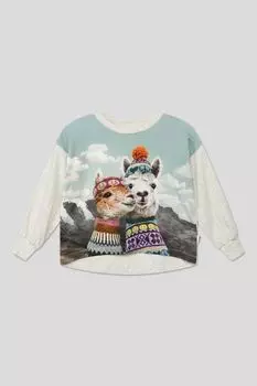 Хлопковый лонгслив с принтом Molo