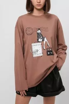 Хлопковый лонгслив с принтом NAUMI