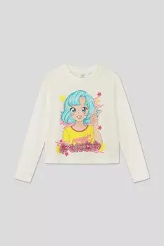 Хлопковый лонгслив с принтом OVS