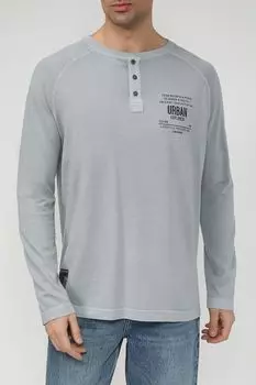 Хлопковый лонгслив с воротником на пуговицах LERROS