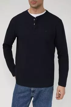 Хлопковый лонгслив с воротником на пуговицах LERROS