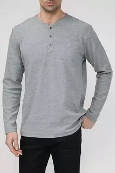 Хлопковый лонгслив с воротником на пуговицах LERROS