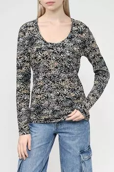 Хлопковый лонгслив с вырезом Esprit Casual