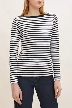 Хлопковый лонгслив в полоску TOM TAILOR